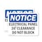 Signmission Electrical Panel 36 Clearance Do Not Block, 10 in W x Rectangle, Plastic OS-2PACK-NS-P-710-L-11664 - alternate 1